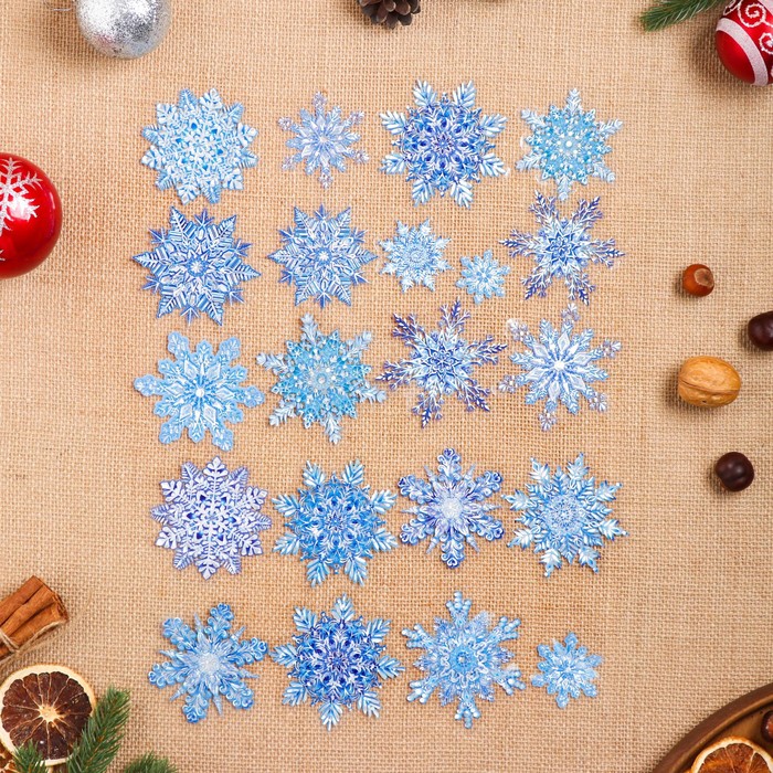 фото Набор наклеек оформительский "зимний блеск" голографическая фольга, 49,3х33,6см мир открыток