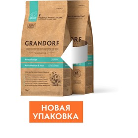

Сухой корм Grandorf для собак, мясо/бурый рис, для всех пород, низкозерновой, 12 кг