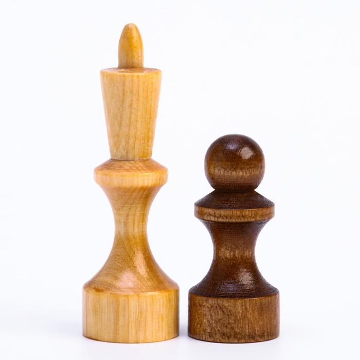 Фигуры шахматные обиходные, дерево, король h=7.2 см, пешка 4.5 см