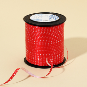 Лента для декора и подарков «Снежинки», красная, 0.5 см × 500м
