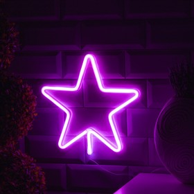 Неоновая вывеска «Звезда» 28 × 28 см, батарейки ААх3 (не в комплекте), USB, свечение розовое Ош