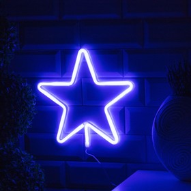 Неоновая вывеска «Звезда» 28 × 28 см, батарейки ААх3 (не в комплекте), USB, свечение голубое Ош