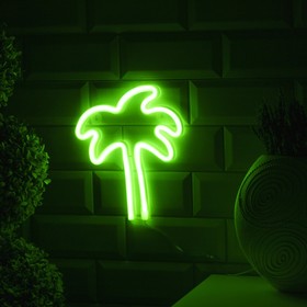 Неоновая вывеска «Пальма» 19.5 × 23 см, батарейки ААх3 (не в комплекте), USB, свечение зелёное Ош
