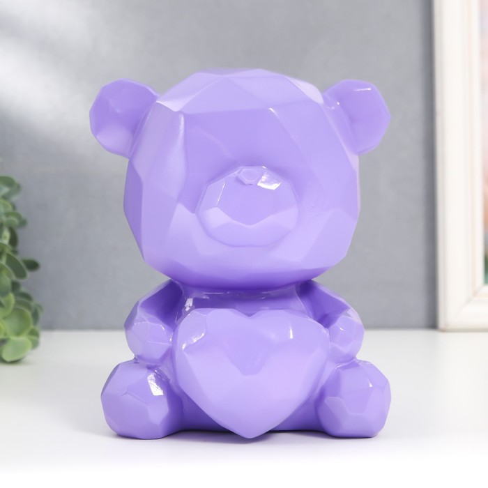 Копилка пластик Медвежонок с сердцем сиреневый 14,5х14х17 см игрушка сувенир iceberg медвежонок с сердцем