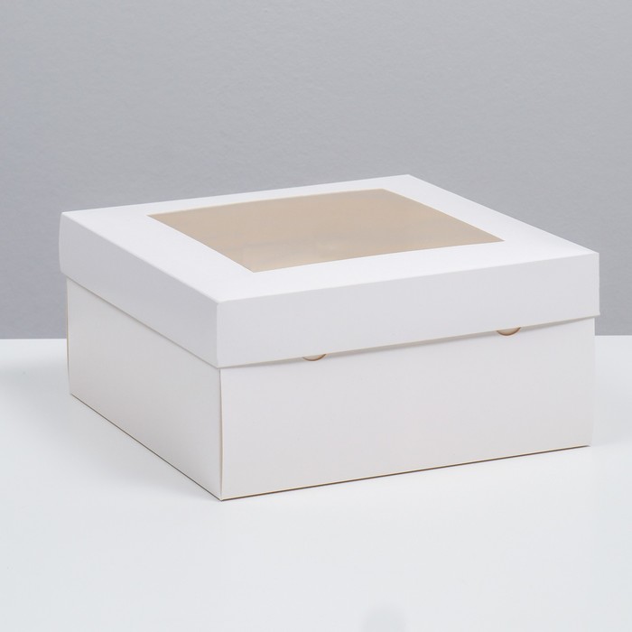Коробка складная, крышка-дно,с окном, белая, 25 х 25 х 12 см коробка складная крышка дно с окном белая 10 х 10 х 5 см