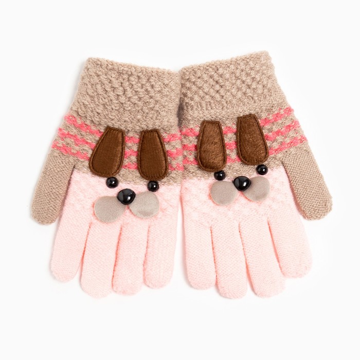 Перчатки детские, цвет розовый, размер 15 (6-7 лет) перчатки детские цвет коричневый розовый размер 14 4 6 лет