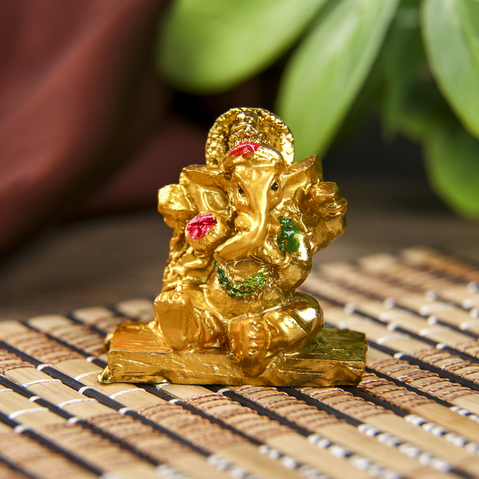 Нэцкэ под золото "Ганеша с розой"