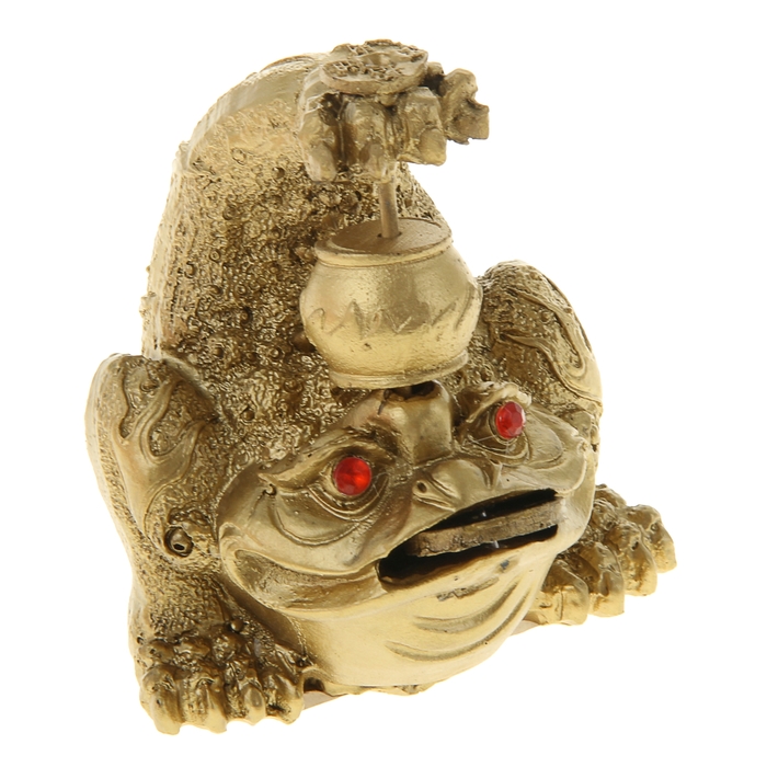 Нэцкэ под бронзу "Жаба с монетой и бочонком"