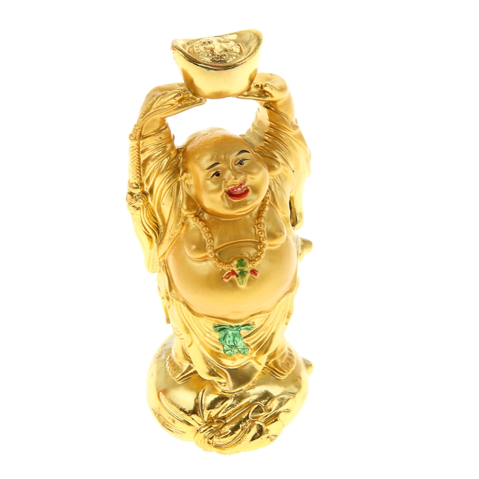 Нэцкэ под золото "Хотей со слитком над головой"