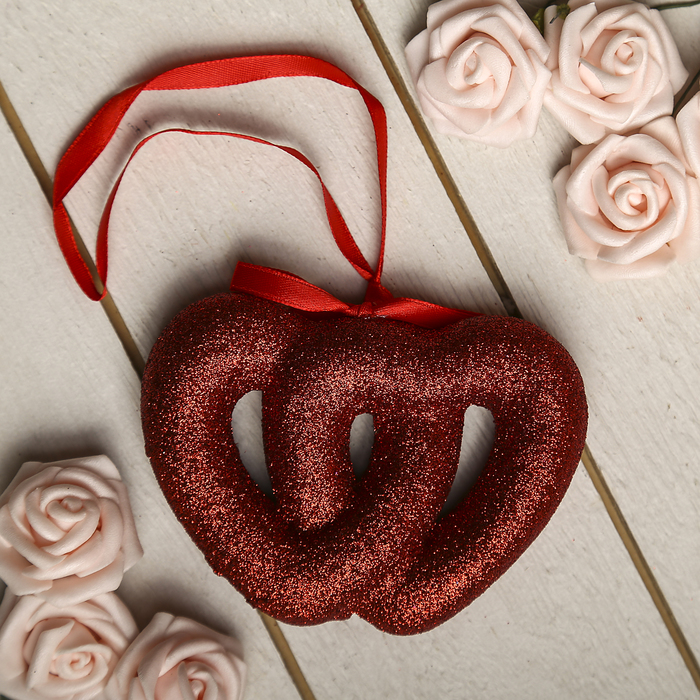 Подвеска с блёстками "Сплетение сердец"