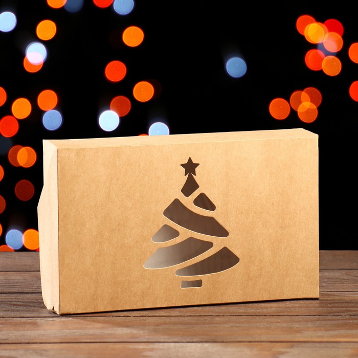 Коробка складная Елочка, крафт, 20 х 12 х 4 см коробка складная новогодние угощения 20 х 12 х 4 см