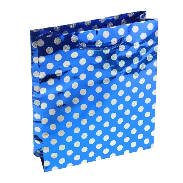 Пакет голографический "Горох на синем", 29 х 38 х 9 см