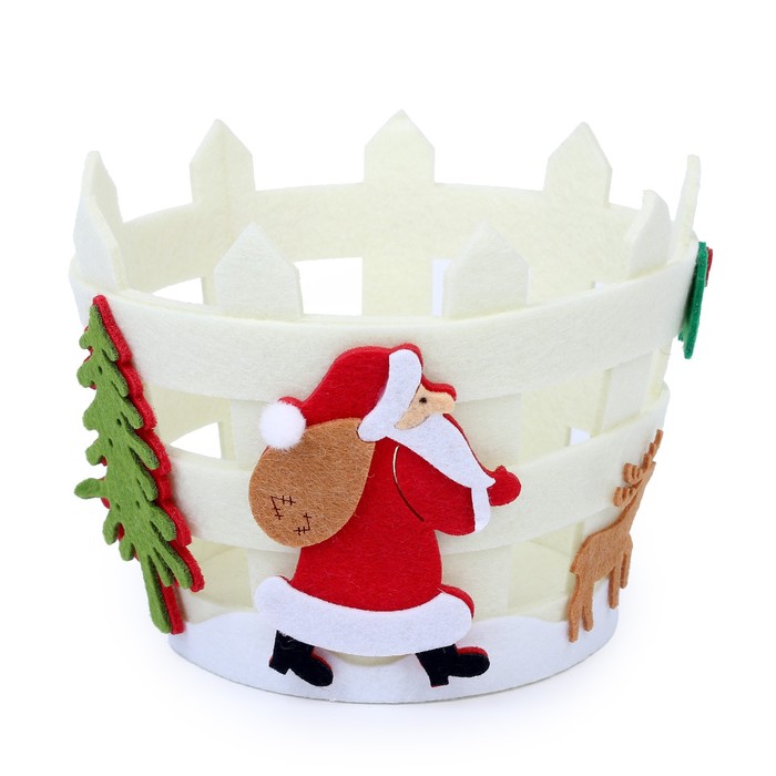 Новогодняя корзинка для декора «Дед Мороз с подарками» 16 × 11,5 × 12 см