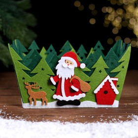 Новогодняя корзинка для декора «Дед Мороз в лесу» 20 × 15 × 11 см Ош