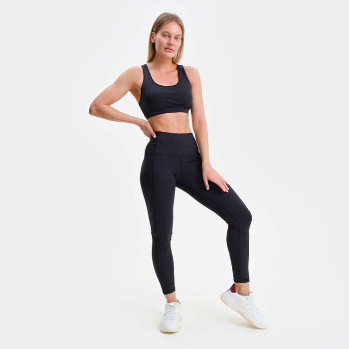 

Костюм женский Adidas (топ/леггинсы), цвет чёрный, размер XL