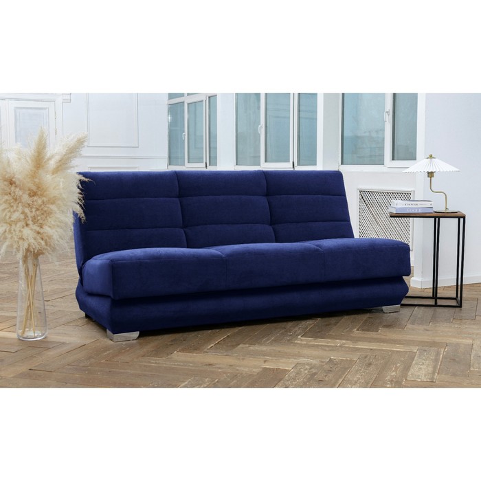 Прямой диван «Прайм 8», книжка, независимый пружинный блок, велюр, цвет selfie deep blue