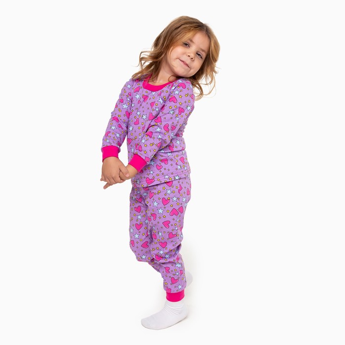 Пижама для девочки, цвет сиреневый/звёзды и сердца, рост 104 см пижама для девочки цвет розовый сиреневый рост 104 см