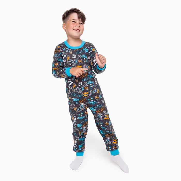 Пижама для мальчика, цвет т.синий/play, рост 92 см
