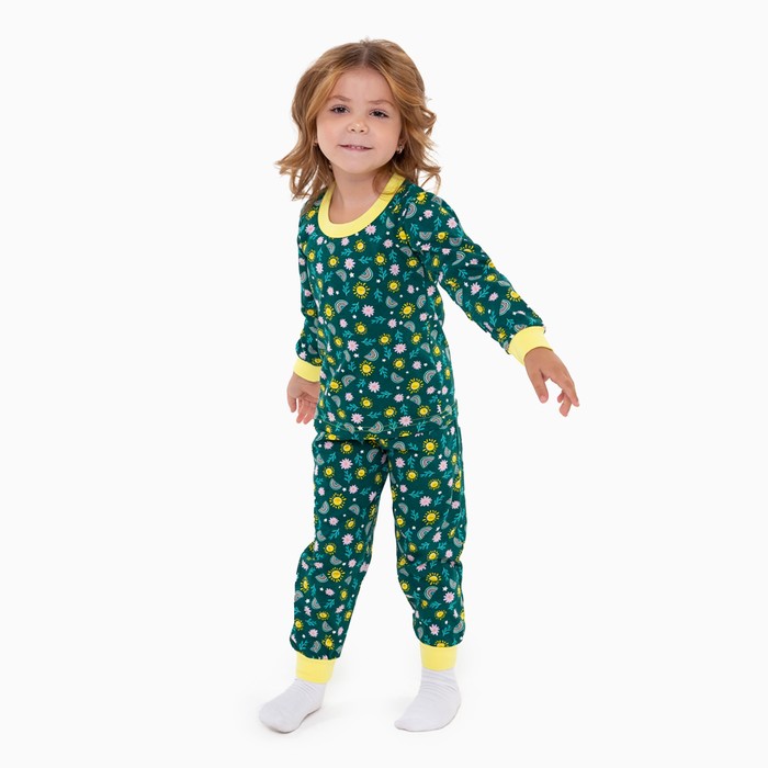 Пижама для девочки, цвет зелёный/радуга и солнце, рост 92 см