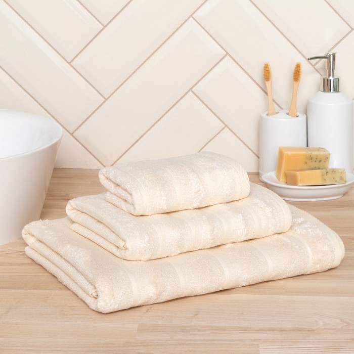 

Полотенце махровое "Этель" Bamboo Milk 30х60 см, 70% хл, 30% бамбук, 450гр/м2