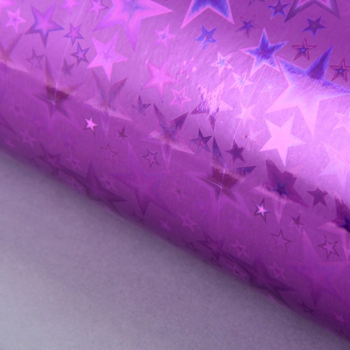 Плёнка голография "Звёзды на фиолетовом", 50 х 70 см