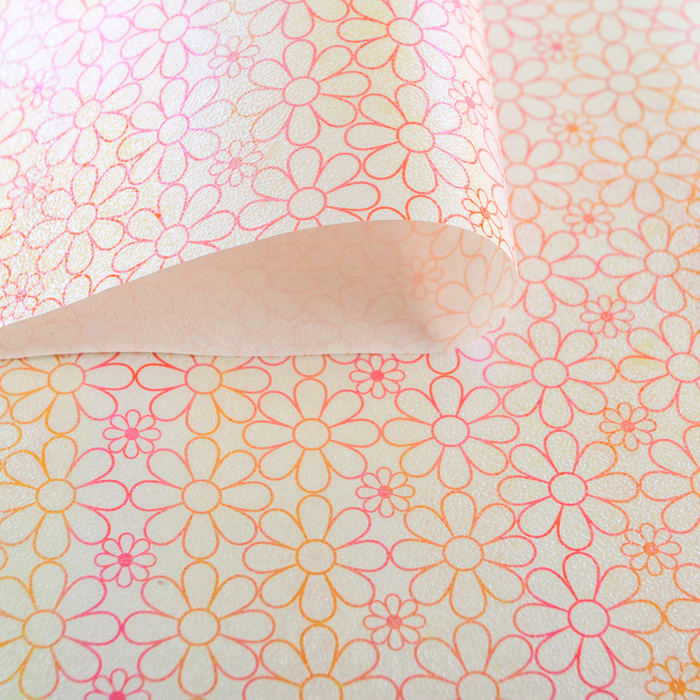 Бумага упаковочная перламутровая "Ромашки", оранжевый, 50 х 70 см