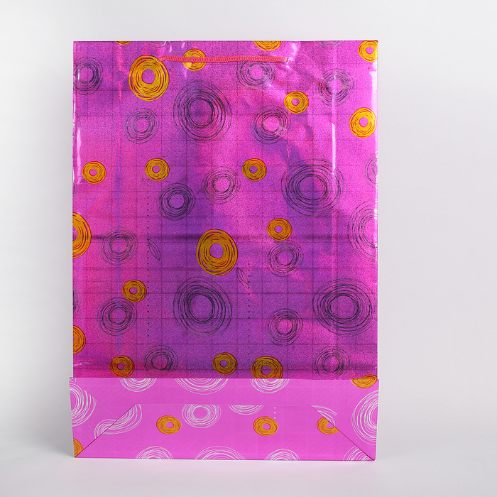Пакет голографический "Круги", цвет розовый