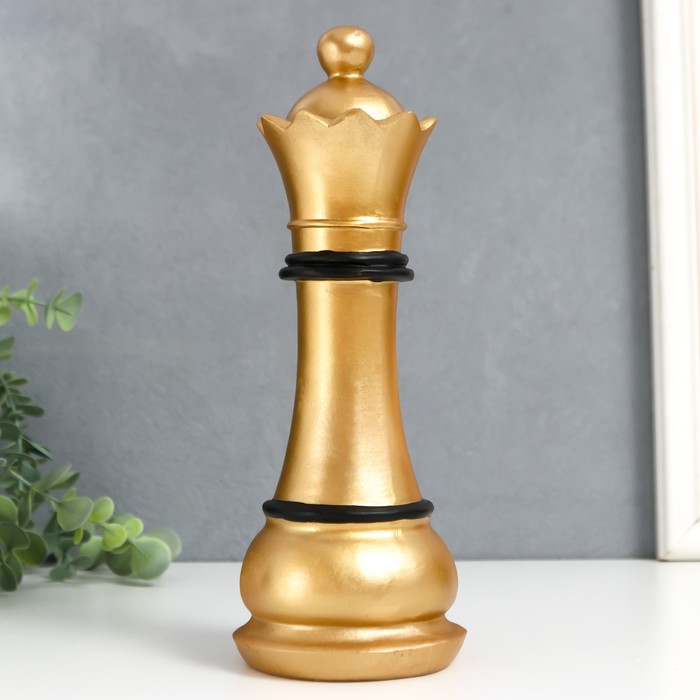 Сувенир полистоун Шахматная фигура. Ферзь золотой с чёрным 26х9х9 см