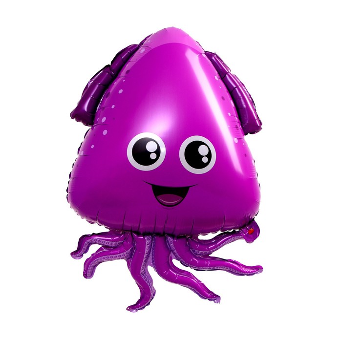 Шар фольгированный 33" "Веселый осминог" фиолетовый