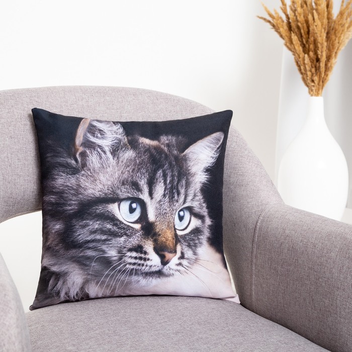 фото Подушка декоративная, размер 35х35 см, габардин, холлофайбер, полиэстер100% гранд-стиль