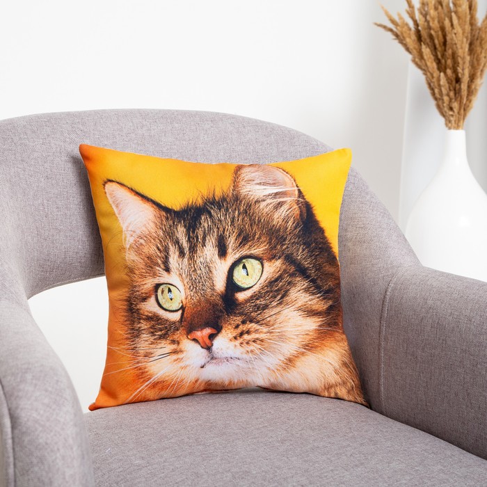 фото Подушка декоративная, размер 35х35 см, габардин, холлофайбер, полиэстер100% гранд-стиль