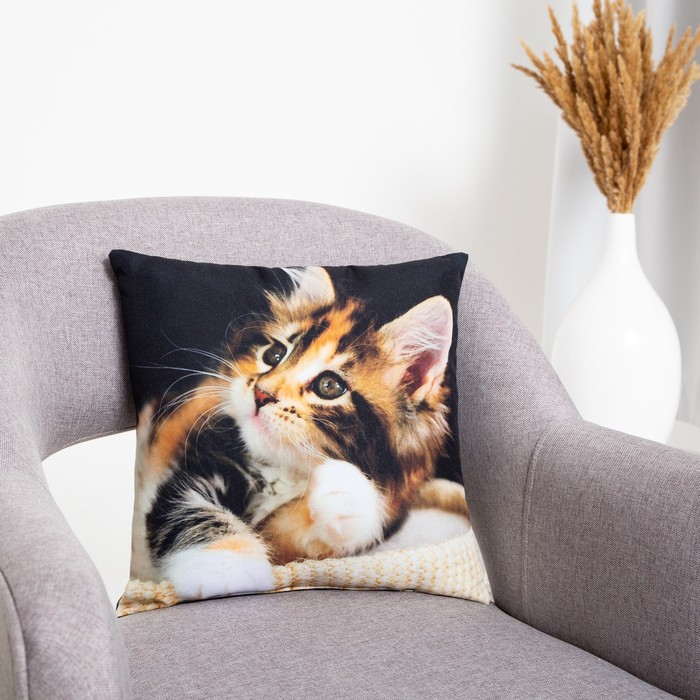 фото Подушка декоративная, размер 35х35 см, габардин, холлофайбер, полиэстер100% гранд-стиль