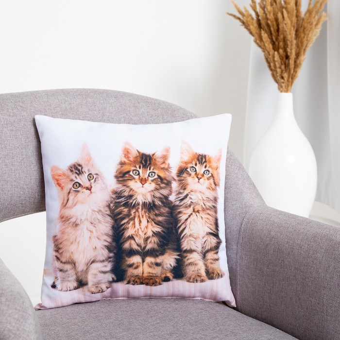 фото Подушка декоративная, размер 35х35 см, габардин, холлофайбер, полиэстер100% гранд-стиль