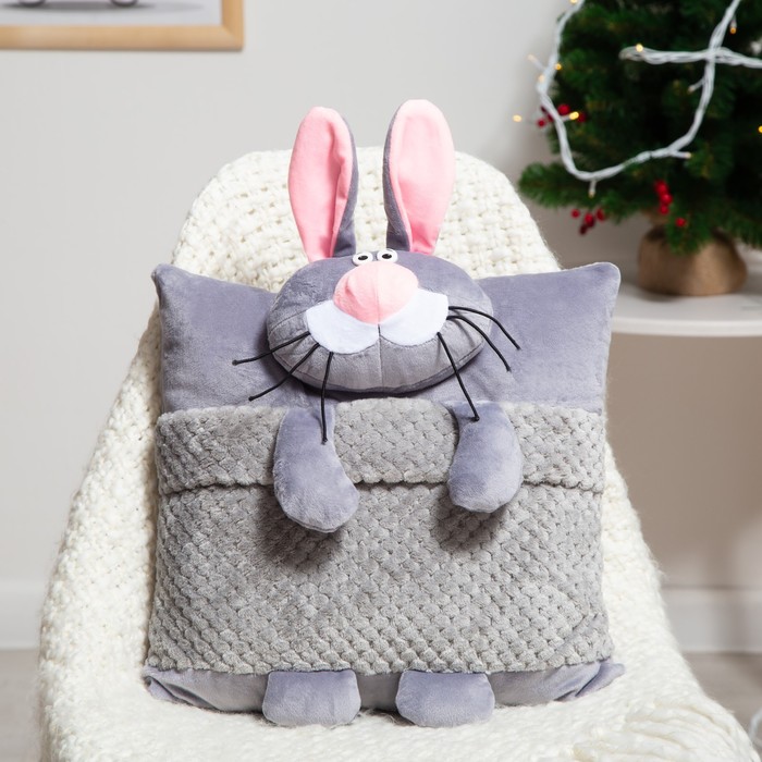 фото Подушка декоративная кролик-соня 40х50см, плюш, холофайбер гранд-стиль