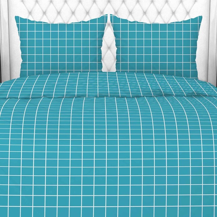 фото Постельное бельё 1,5сп таттерсол, цвет морская волна, размер 147х215 см, 150х215 см, 70х70 см 2шт, бязь 120г/м², 100% хлопок galtex