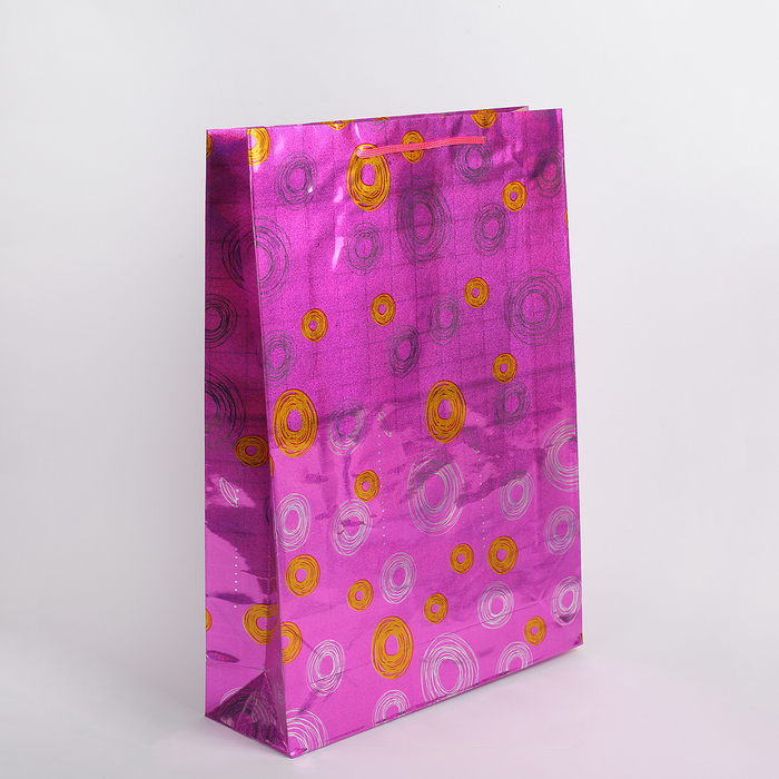 Пакет голографический "Круги", цвет розовый