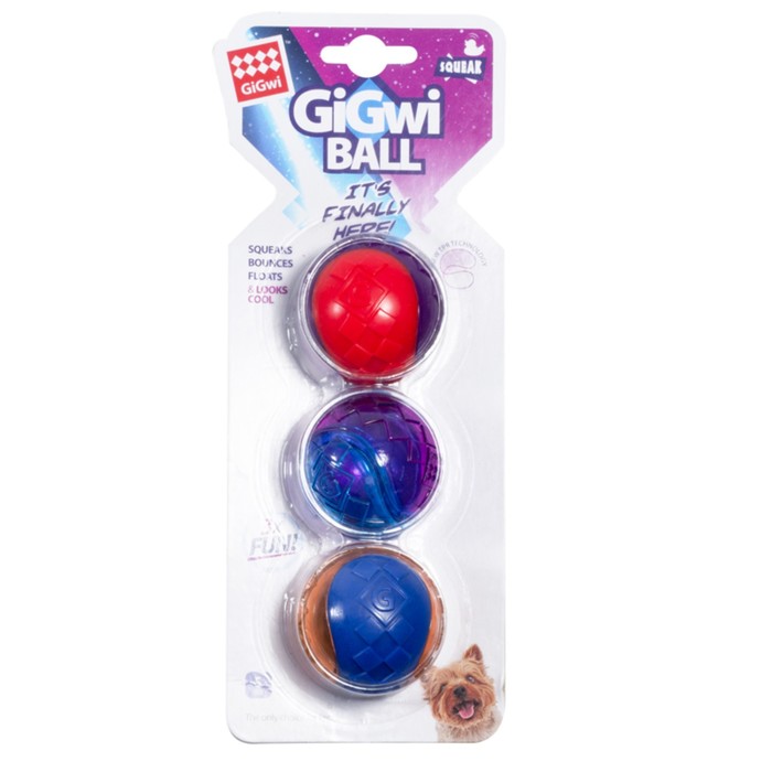 Игрушка для собак Три мяча с пищалкой 5см, серия GiGwi BALL
