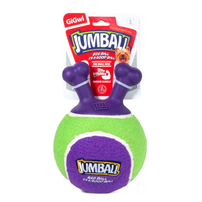 Игрушка для собак Мяч теннисный c ручками зеленый 18см, серия JUMBALL