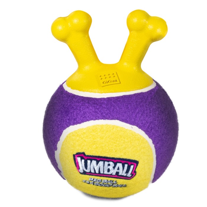 Игрушка для собак Мяч теннисный c ручками желтый 18см, серия JUMBALL