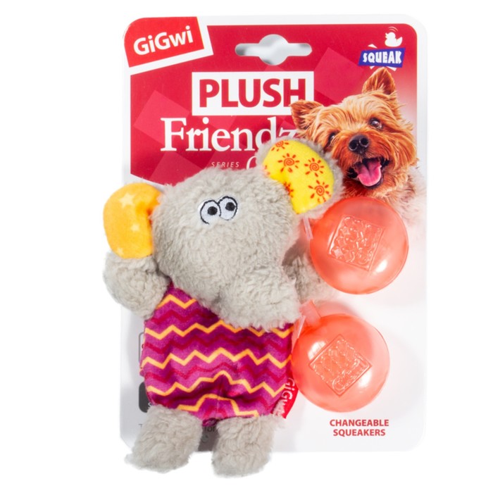 

Игрушка для собак Слон со сменными пищалками 13см, серия PLUSH FRIENDZ