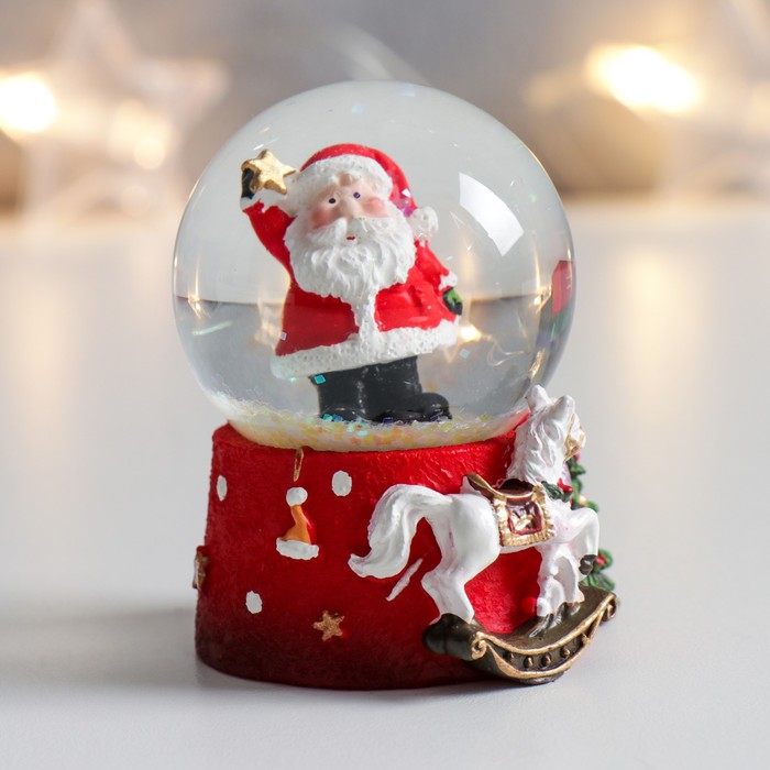 Сувенир полистоун водяной шар Дед Мороз со звёздочкой 4,5х4,5х6,5 см