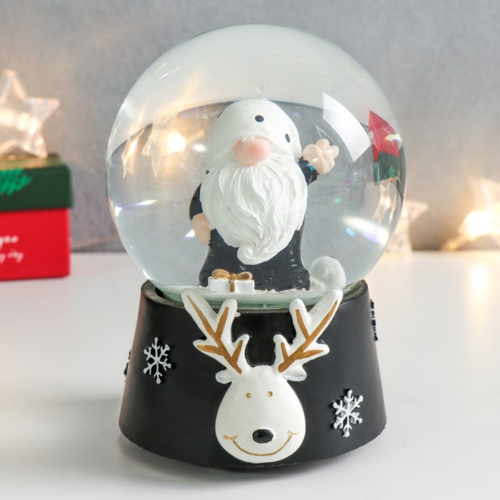 Сувенир полистоун водяной шар музыка Дед Мороз - супер звезда 11,5х11,5х14 см