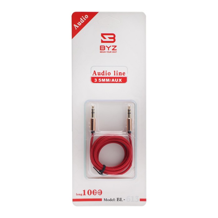 Кабель аудио AUX BYZ BL-613, Jack 3.5 мм(m)-Jack 3.5 мм(m), 1м, красный кабель аудио aux cablexpert ccab 01 35mm 1mb jack 3 5 мм m jack 3 5 мм m 1м красный в наборе1шт
