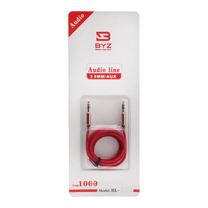 

Кабель аудио AUX BYZ BL-613, Jack 3.5 мм(m)-Jack 3.5 мм(m), 1м, красный