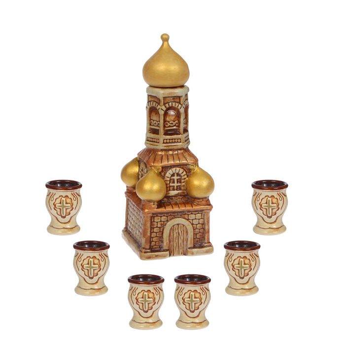 Штоф с рюмками "Храм" 7 предметов, 0,6 л