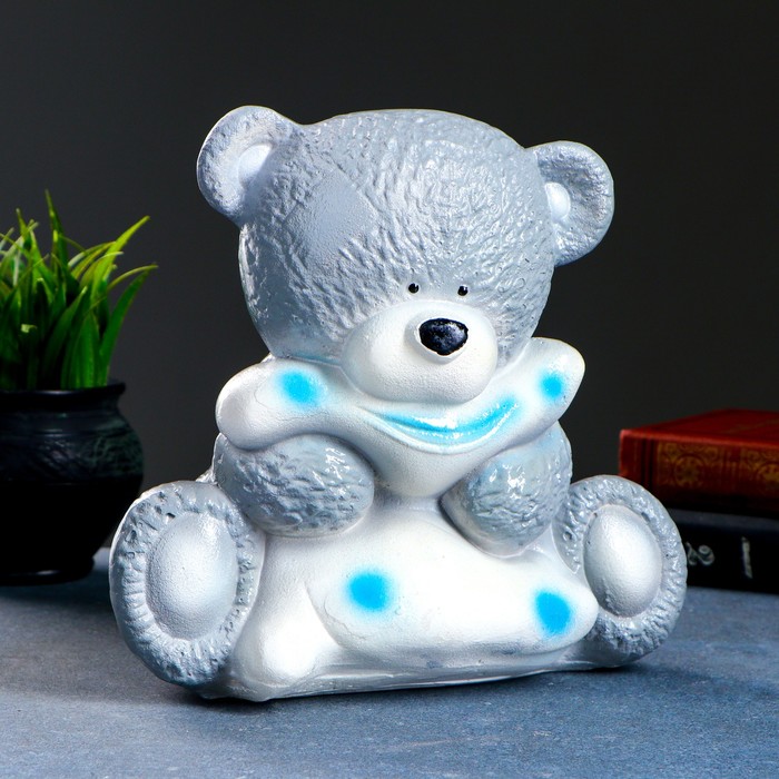 Копилка "Медведица с подушкой" серая 24 см