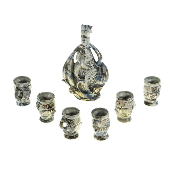 Штоф с рюмками "Парус" синий, 7 предметов, 0,75 л