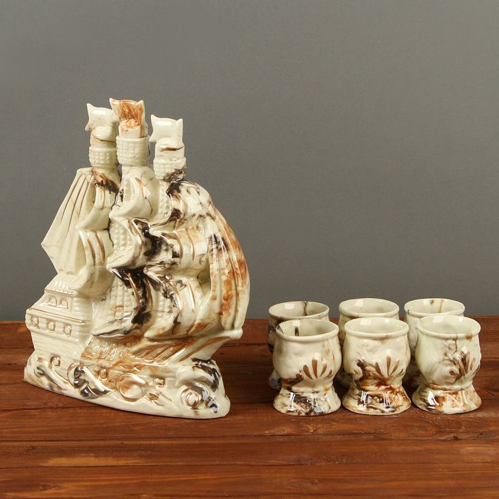 Штоф с рюмками "Фортуна" коричневый, 7 предметов, 1 л