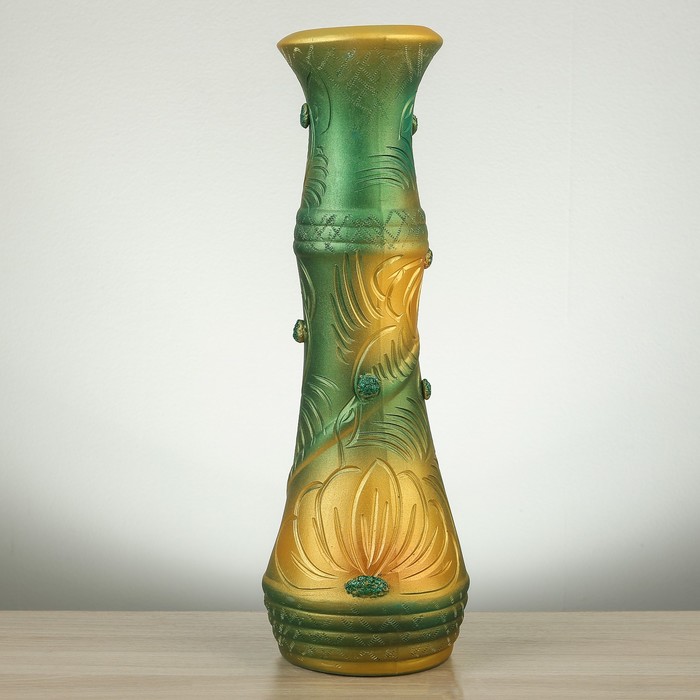 Ваза "Нова" рельеф, шёлкография, зелёная