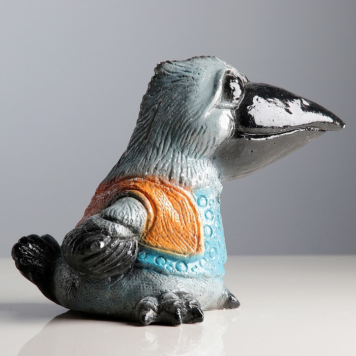 Копилка "Ворона" малая, серая, микс